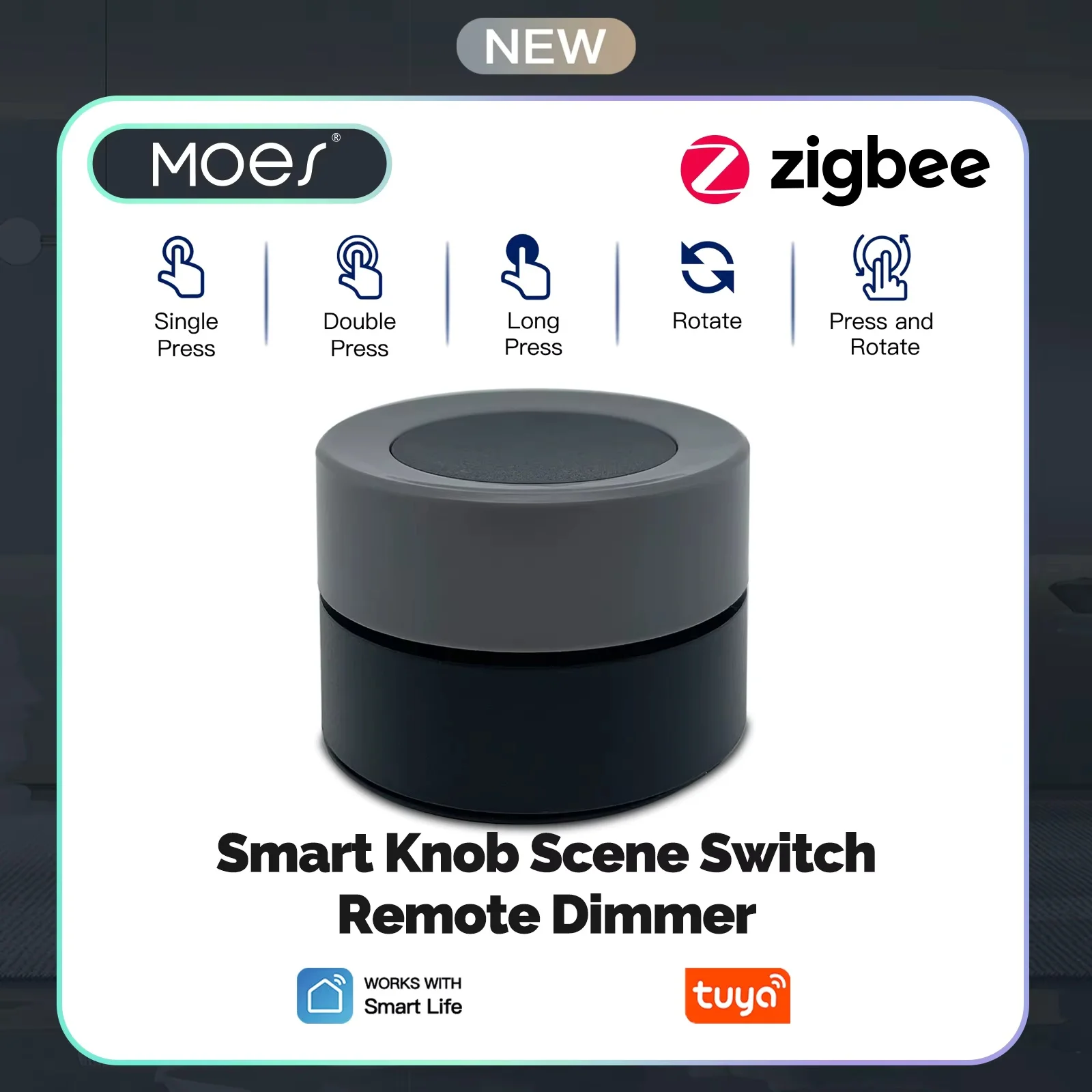 

MOES Tuya ZigBee Smart Knob Switch Wireless Scene Switch Button Controller Battery Powered Automation Scenario Smart Life App