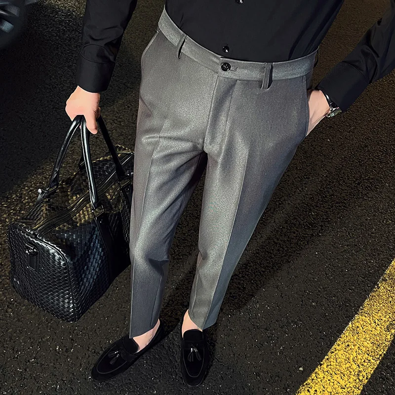 2023 koreański styl męski wiosna wysokiej jakości garnitur spodnie/męskie Slim Fit modne spodnie sukienka biurowa garnitur Plus rozmiar 29-36