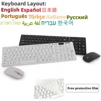Ultra-thin 2.4G Wireless Keyboard and Mouse Set Ultra Silent Keyboard and Mouse Kit with Keyboard Protective Film for Laptop PC