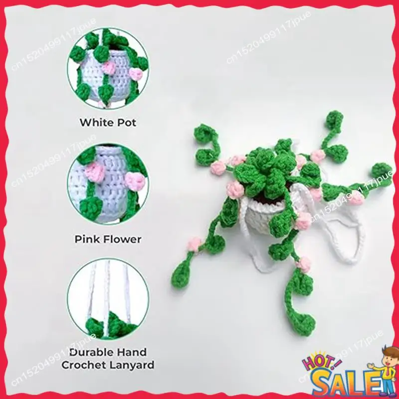 BOFO 1 pezzo impiccagioni per piante per auto pendenti decorativi per specchietto retrovisore per auto piante sospese per auto all'uncinetto