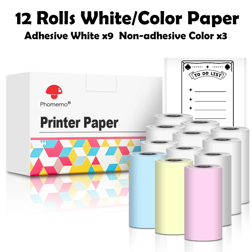 Phomemo Selbst-adhesive Aufkleber Papier für T02/M02X Tragbare Drucker Thermam Papier Label Sticky DIY Foto Text Studie notizen Druck