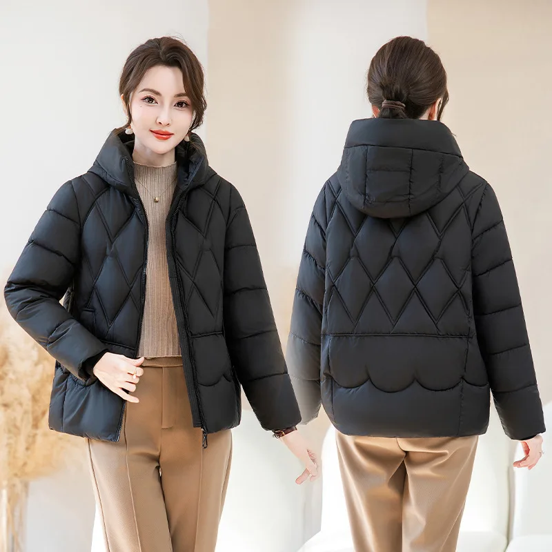 2025 novo inverno feminino parkas casaco com capuz para baixo jaqueta de algodão feminino solto engrossar quente algodão acolchoado jaqueta outwear feminino topos