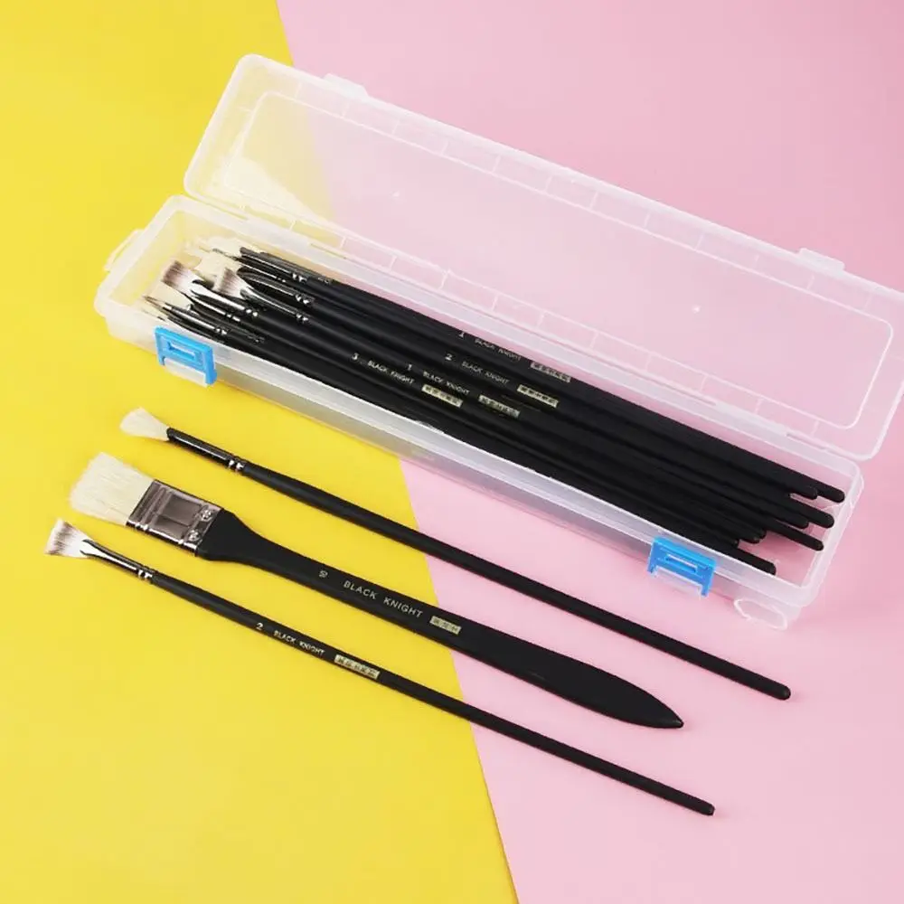 1Pcs Transparent Clear Pencil Storage Box Watercolor Pen Plastic Drawing Tools Bin 33x6x3.5cm Brush Painting Container Case