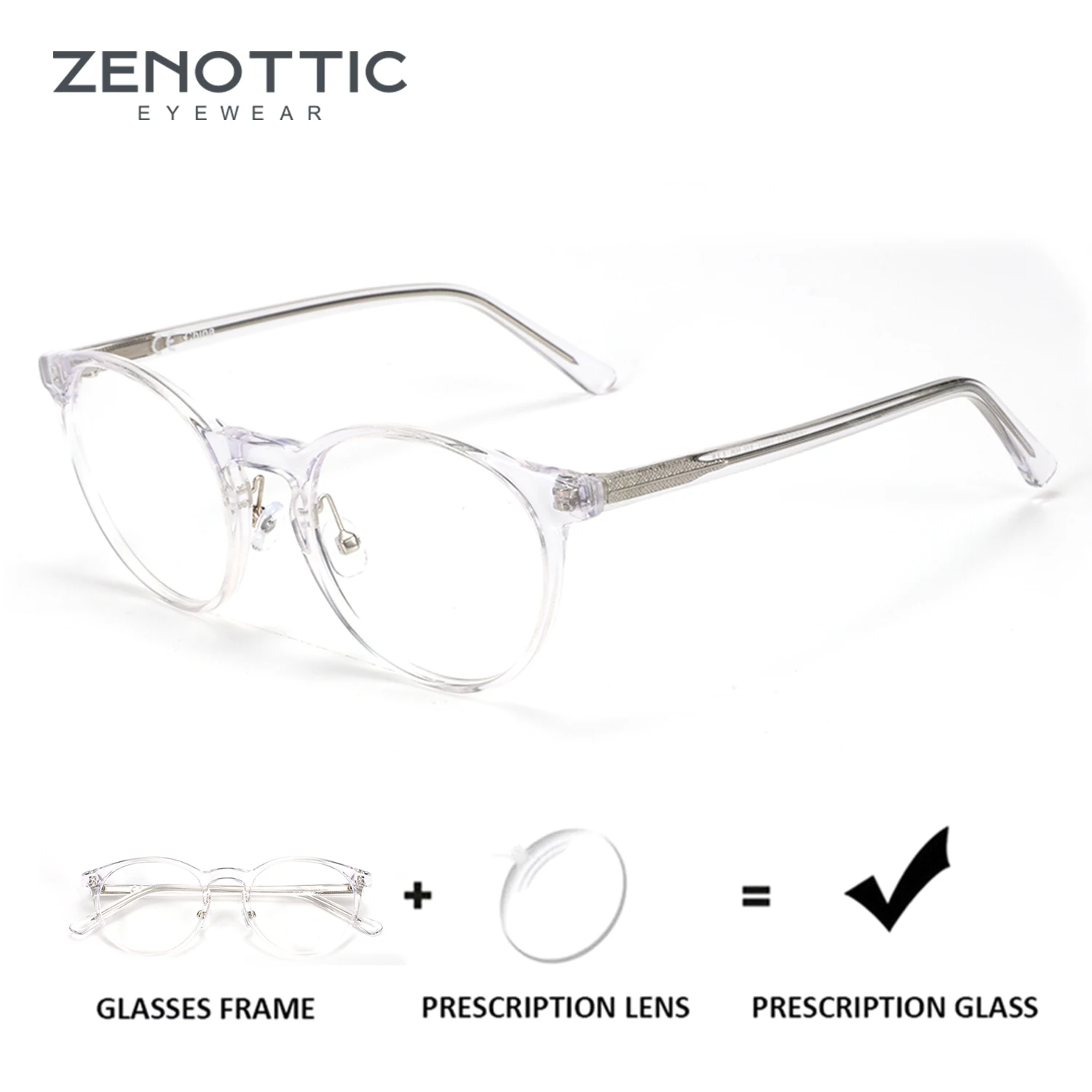 

ZENOTTIC (размер XS), круглые ацетатные очки ручной работы по рецепту, прозрачные круглые прогрессивные оптические очки для женщин и мужчин