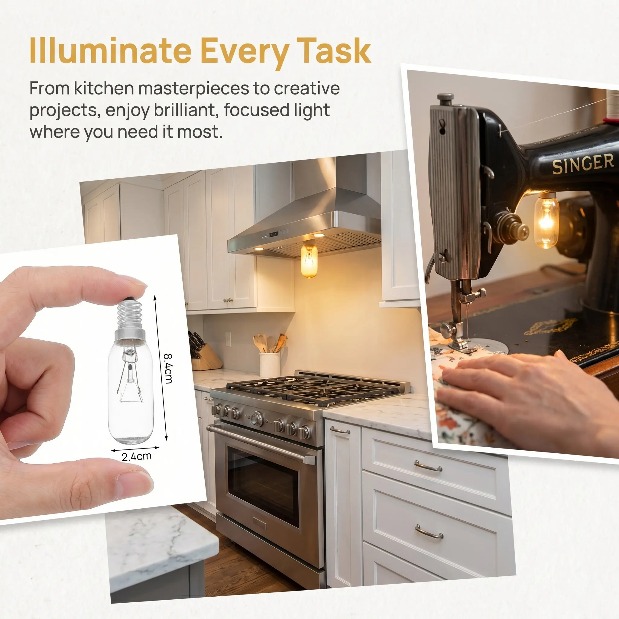 2Pcs Machine Instrument Light Bulbs E14 Base High Brightness Energy Efficient Appliance Light Bulb Replacement for Range Hood