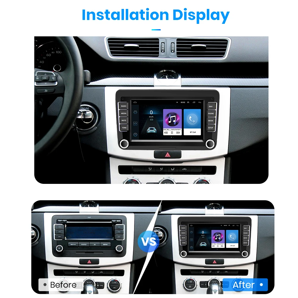 Android 10 Car Radio, 2Din, GPS, Multimedia Player, for Car VW, Volkswagen, Golf, Polo, Skoda, Rapid Octavia, Tiguan, Passat b7