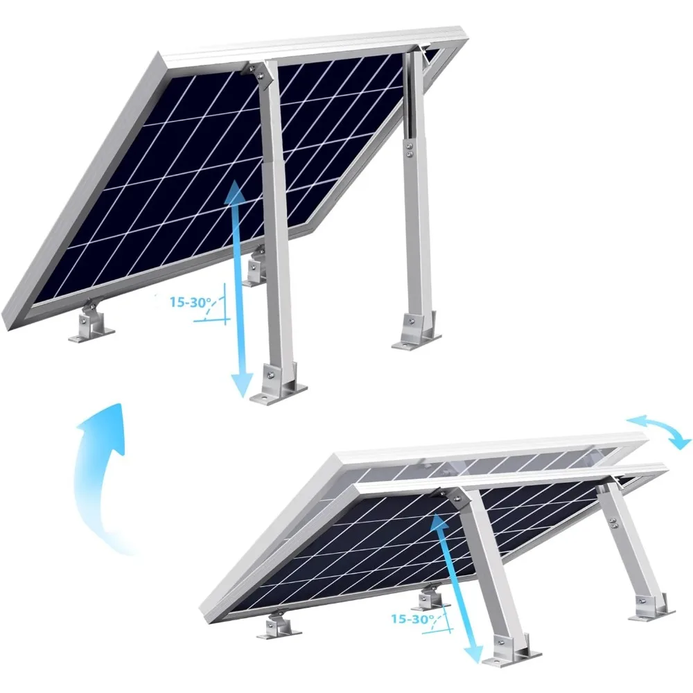 

Комплект из 2 регулируемых монтажных кронштейнов для солнечных панелей — универсальная наклонная подставка для панелей мощностью 50–300 Вт, сверхпрочное алюминиевое крепление/стойка.