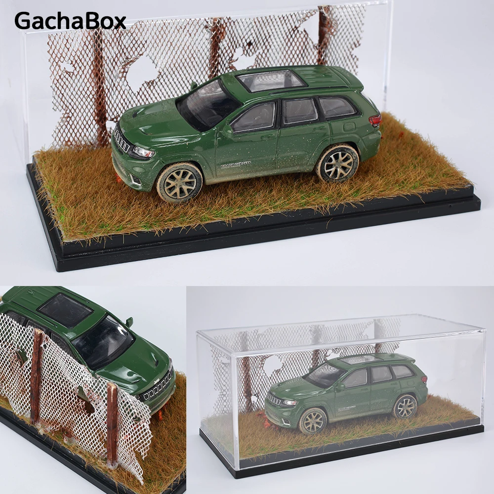GachaBox الخريف القفار 1/64 الاكريليك نموذج سيارة عرض صندوق تخزين غطاء غبار صندوق مسبق الصنع المهنية للعجلات الساخنة AW #1