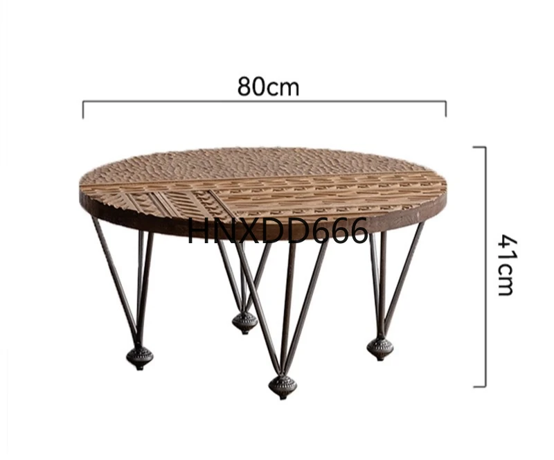 

American medieval style carved coffee table living room solid wood low table