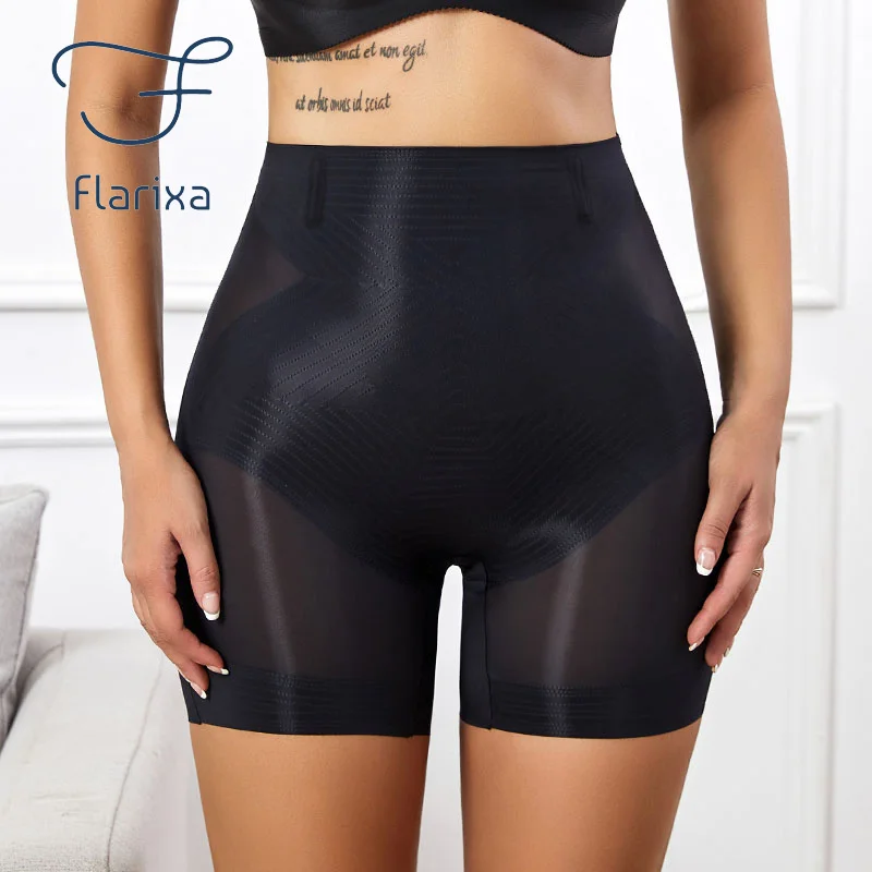 Flarixa Body Shapewear Woman High Waist Slimming Shorts Postpartum Abdomen Control Panties Ultra Thin Ice Silk Shaping Underwear