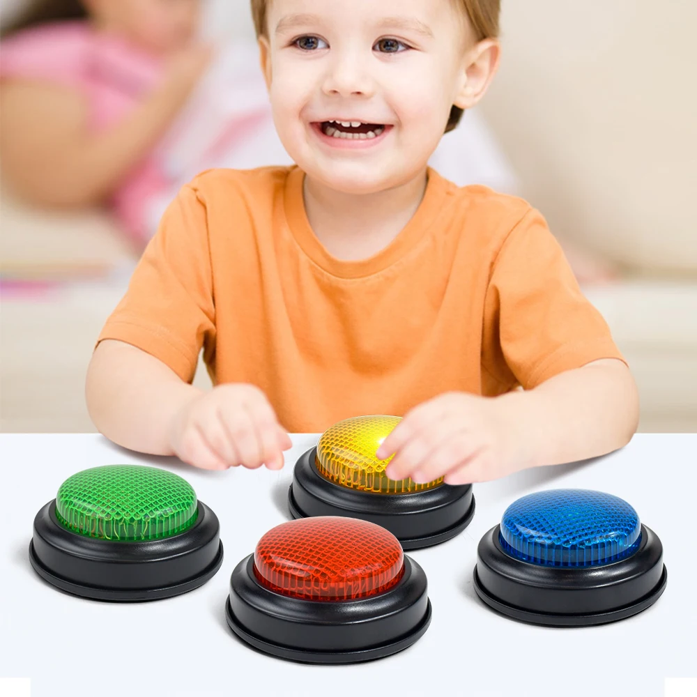 Family Quiz Game Buzzers Set – 1/2/4/8 Players, Desktop Quick Answer Game Programs for Children and Adults, Lights & Sounds