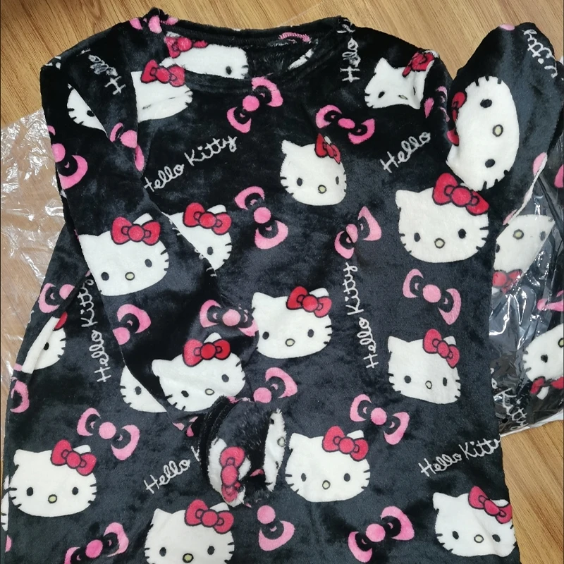 

Зимний пижамный комплект «Hello Kitty», фланелевые штаны, кавайный пижамный костюм с героями мультфильмов, теплые утепленные женские штаны, плюшевая домашняя одежда, милая одежда для сна