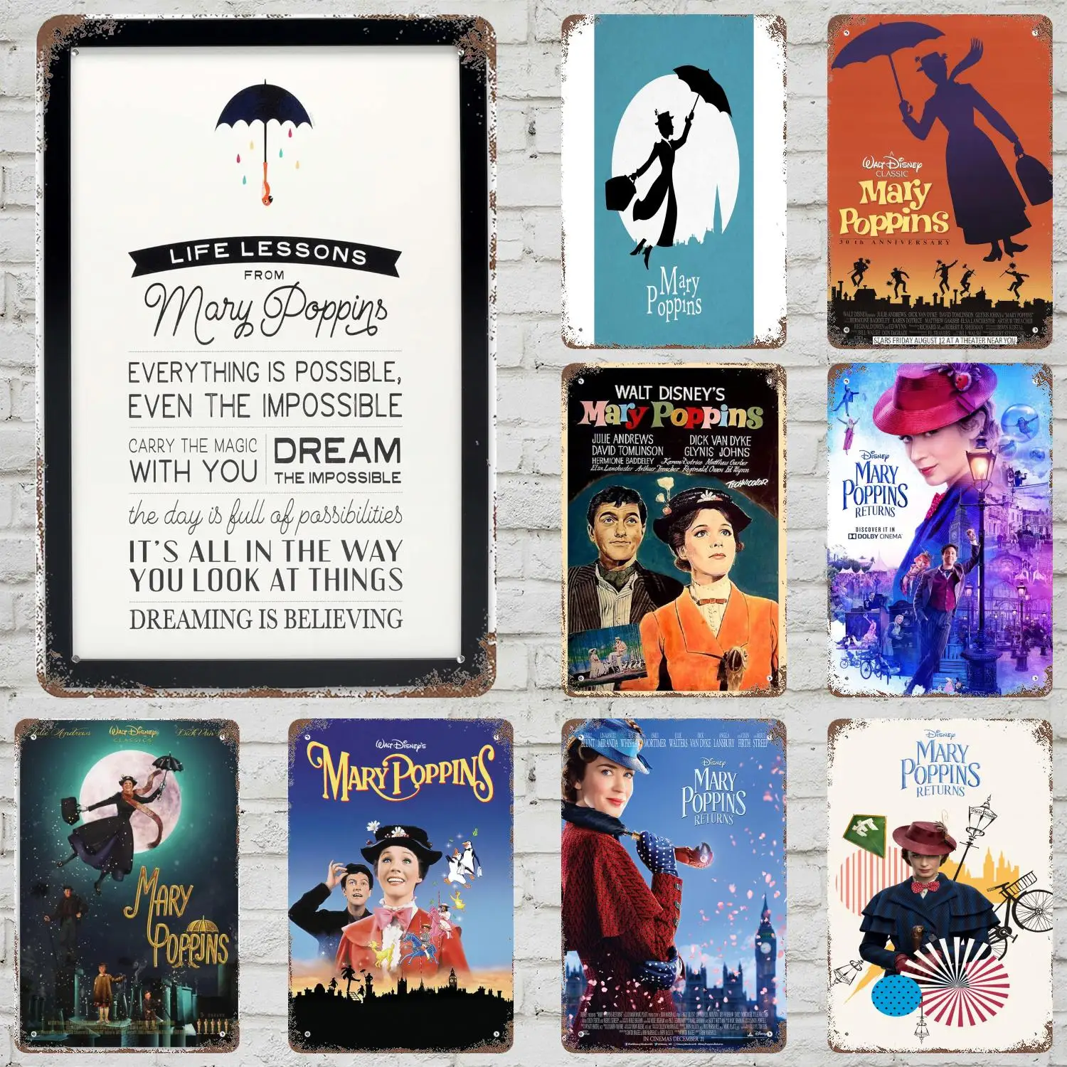

MINISO Mary Poppins Metal Signs wall decor Vintage Tin Signs Captain Metal Poster Decor for Bar Pub Club Wall Decoration