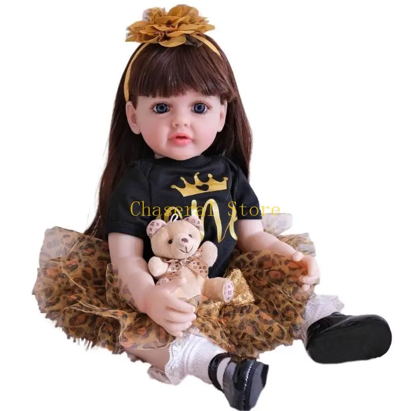 

E7CE 55 см кукла возрождения имитация детской мягкой силиконовой куклы игрушка кукла возрождения светлые волосы тело силиконовая