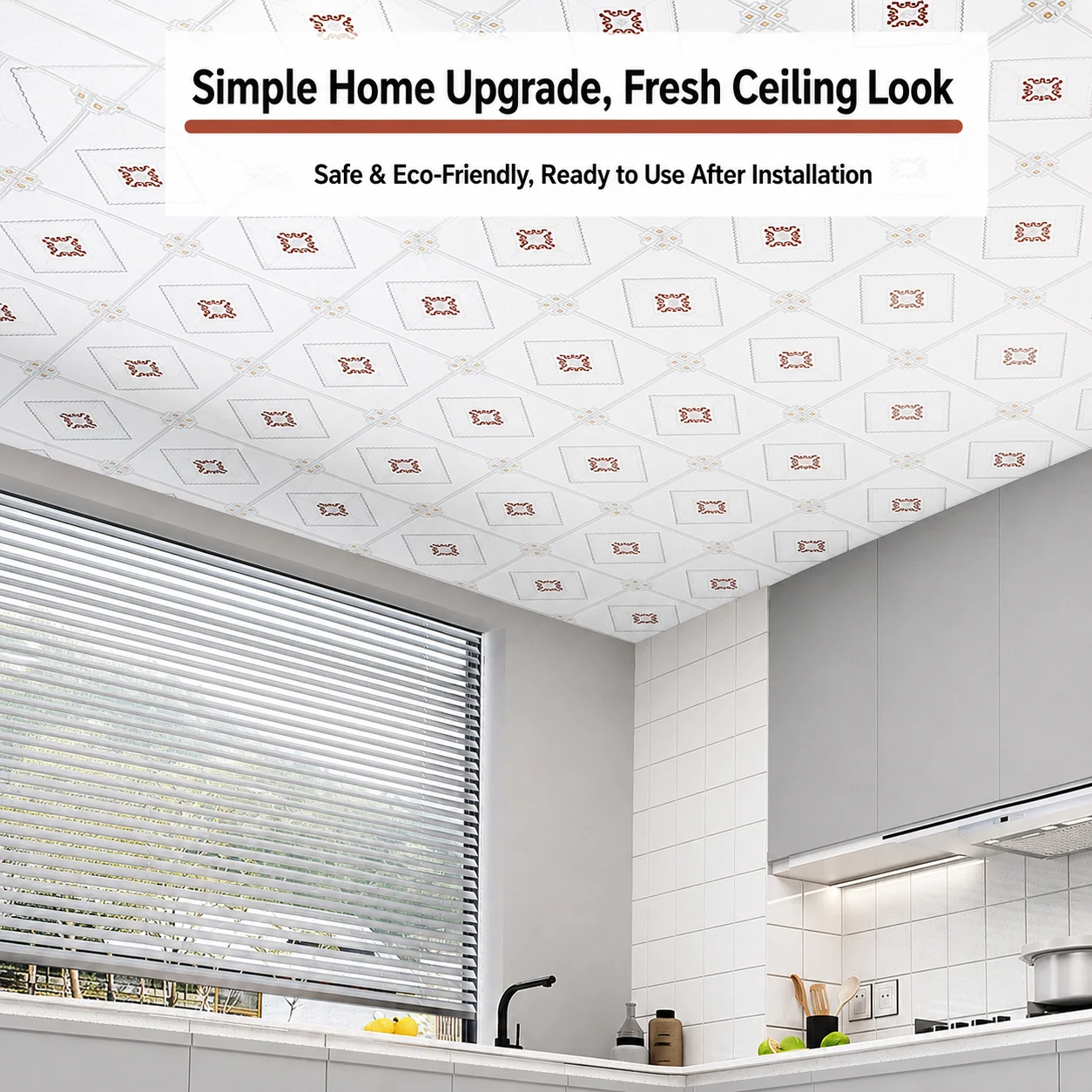 Peel And Stick Ceiling Decor Mold-Proof Wall Stickers Pvc Ceiling Sticker Scratch-Proof Decorative Ceiling Tile For Bedroom