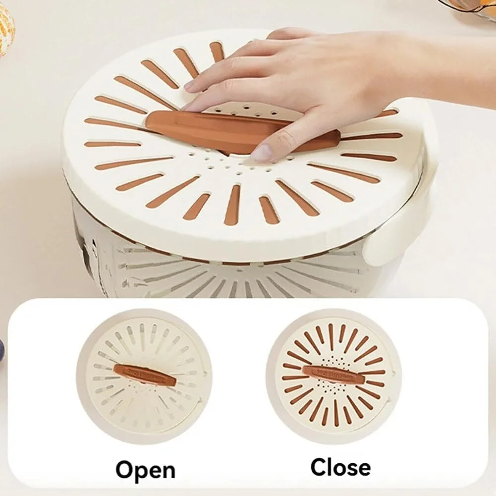 Fruit Washing Bowl Drain Basket Collapsible Handle Portable Basin Rotary Switch Kitchen Colander Bowl Set for Fruit Vegetable