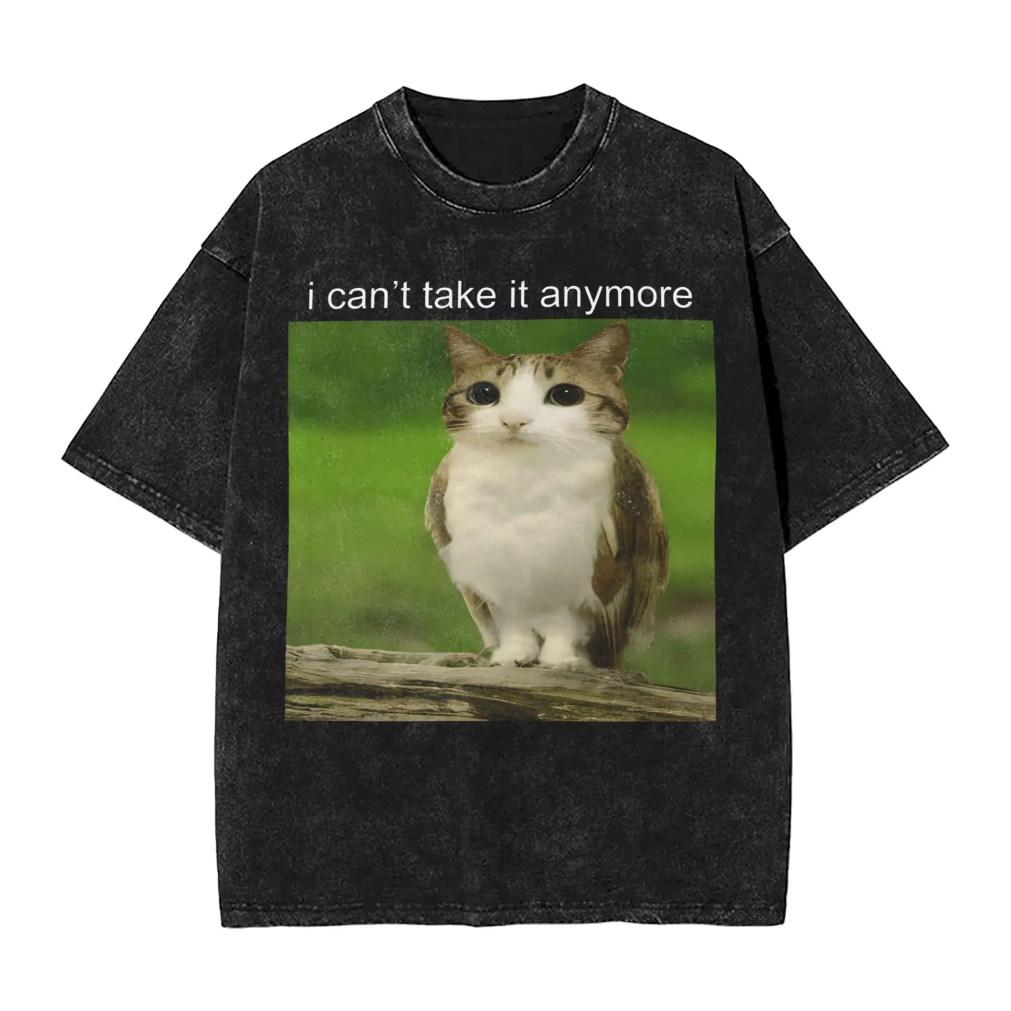 Meowl I Can't Take It Anymore T-Shirt Men  Crazy 100% Cotton Tee Shirt Crewneck Short Sleeve T Shirts Summer Clothing