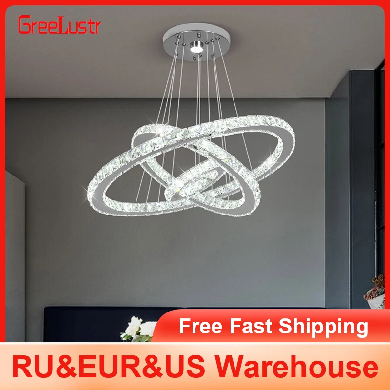 Modern Crystal Chandeliers Ring-Shaped Pendant Lights Living Room And Kitchen Decoration Led Ceiling Lamps Hanging Luminaire