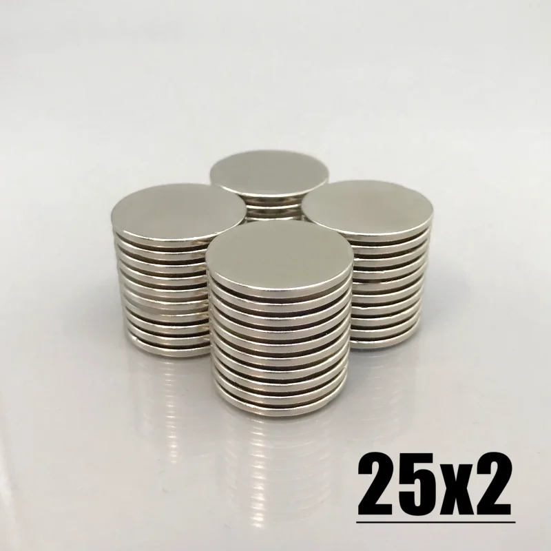 5/20/50/100/200Pcs N35 25x2mm Round Magnets Neodymium 25*2 mm Permanent NdFeB Strong Powerful Magnet 25mmx2mm Imanes