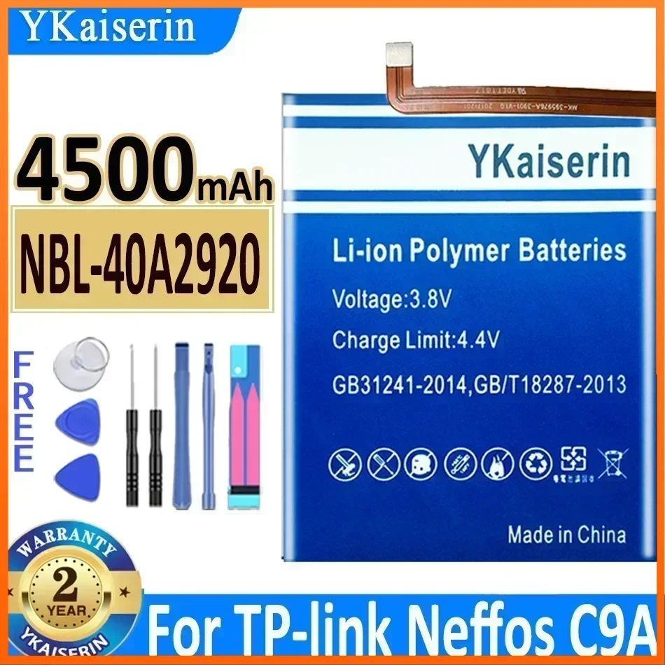 YKaiserin 4500mAh NBL-40A2920 Battery for TP-link Neffos C9A TP706A TP706C High Capacity Battery Batterie + Tools Warranty