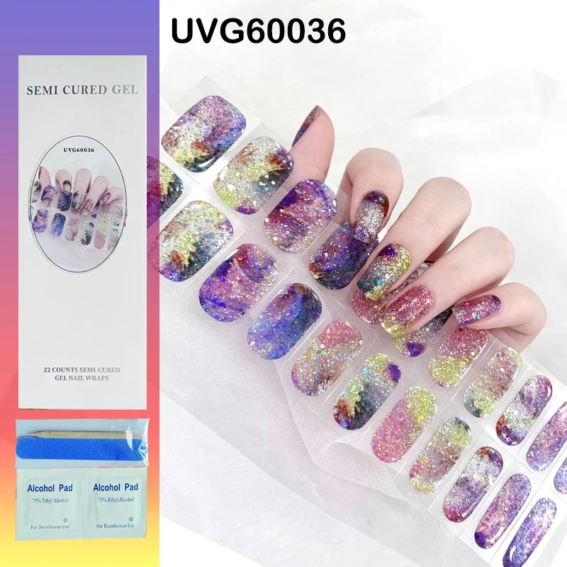 Franse Semi-Geharde Gel Nagel Wraps Patch Manicure Kunst Decor Uv Led Lamp Uitgehard Langdurige Gel Nail Stickers Volledige Nagel Stickers