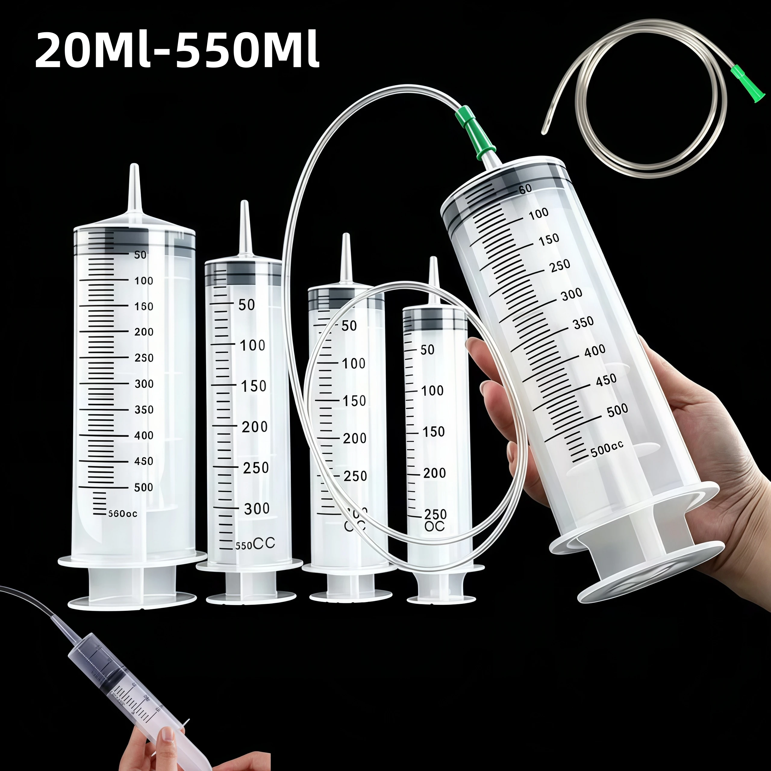 20Ml-550Ml Reusuable Large Capacity Syringe Car Oil Extractor Suitable for Laboratory Dispensing Glue Large Syringe Dispensing