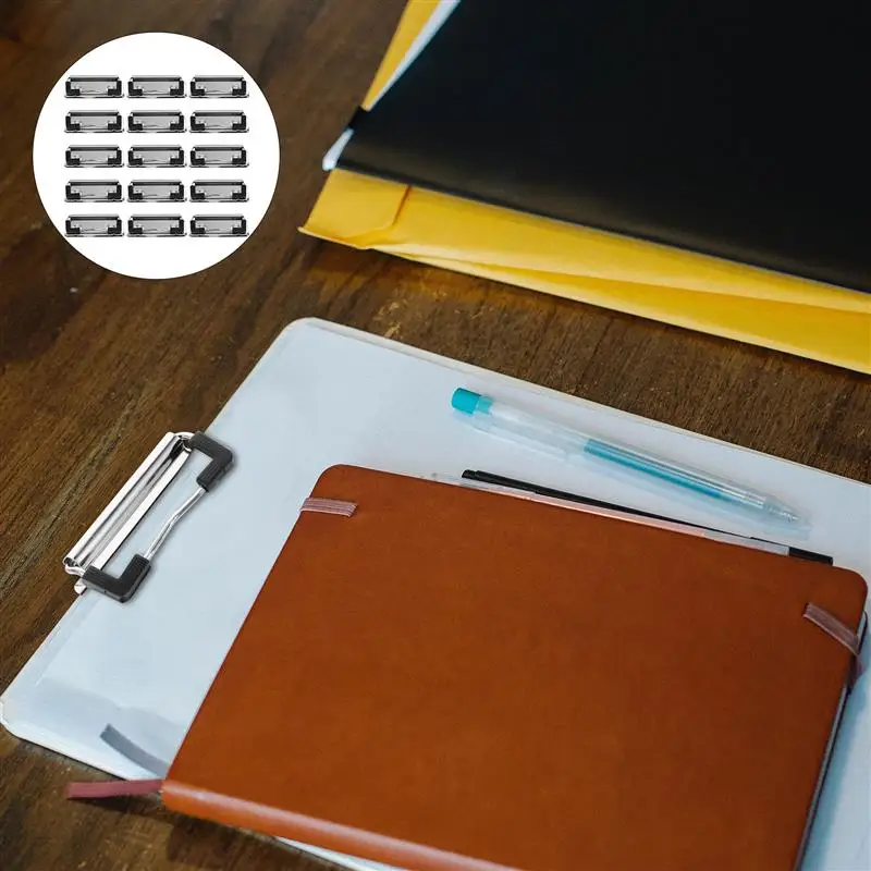 15pcs 11x17 File Folders Clips Mountable Metal Clip Spring-Loaded File Folder Clamps Office Hardboard Clips Stationery For