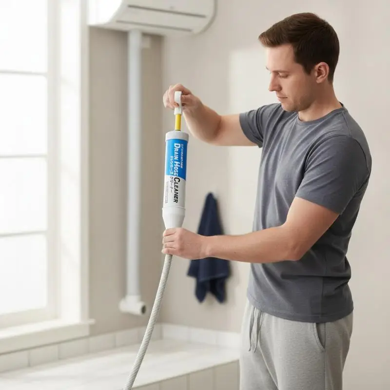 AC Drain Line Cleaner Tool HVAC Condensate Drain Unclogger For Home Indoor AC Unit Clog Removal Water Leakage Fix Wet Dry Vac