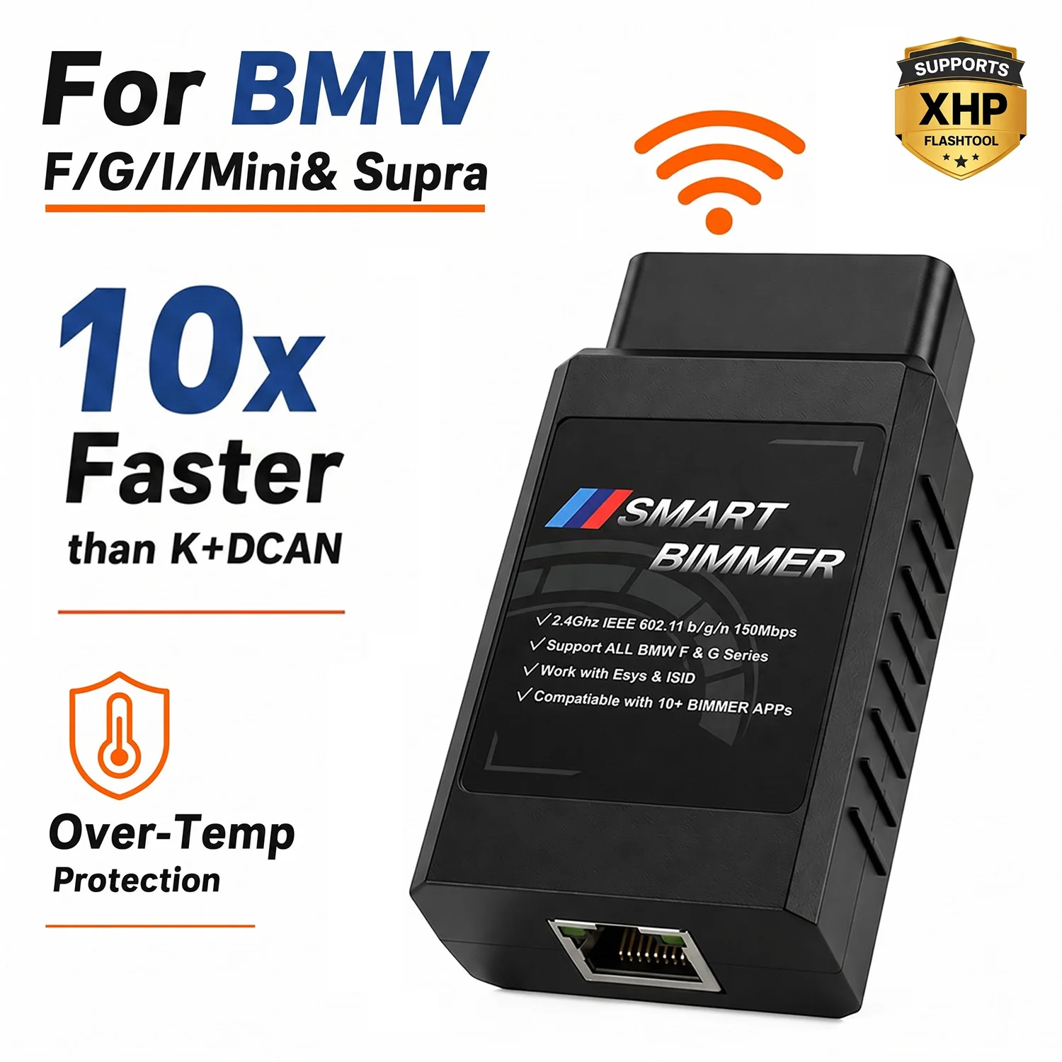 Wifi Enet Adapter for Mhd/Bimmercode/Bimmerlink Obd2 Adapter for Bmw F/G/I/Mini Series Enet Wifi Coding Adapter for Ios/Android