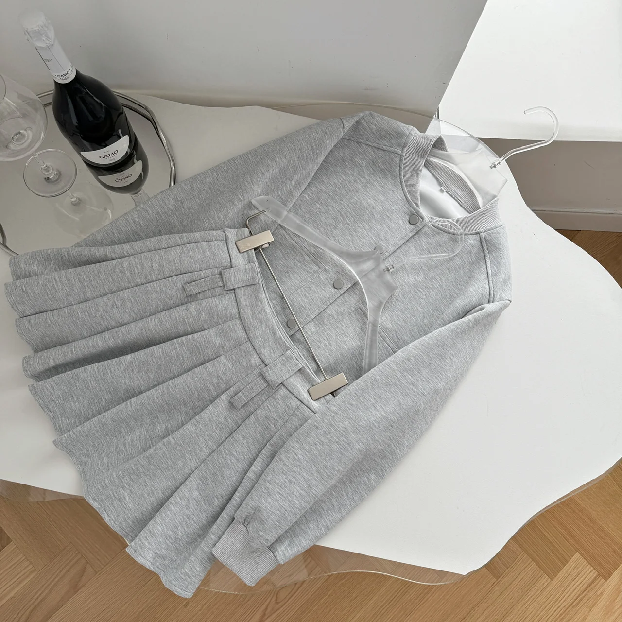 High Quality American Fashion Casual Sports Hoodie Set For Women In Early Autumn Loose Jacket Coat + Pleated Skirt 2 Piece Sets