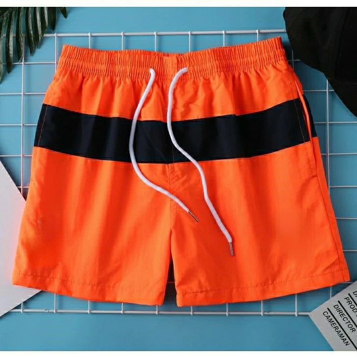 Calção de praia casual masculino, calça esportiva solta, malha interna, reta, splicing, plus size, verão