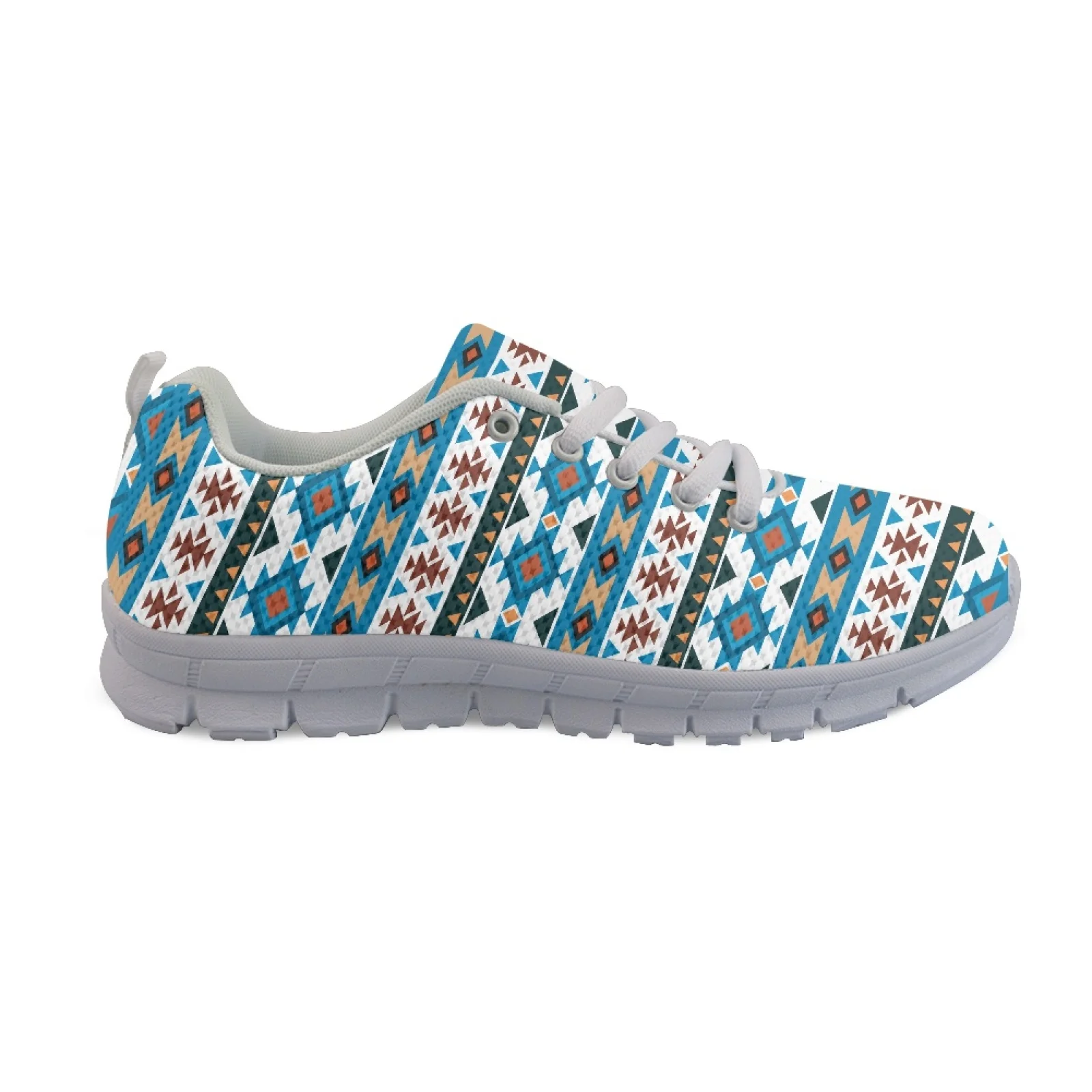 Coloranimal Geometric Stripe Sports Trainers Mesh & EVA Sole Running Shoes Low Top Tennis Shoes for Women