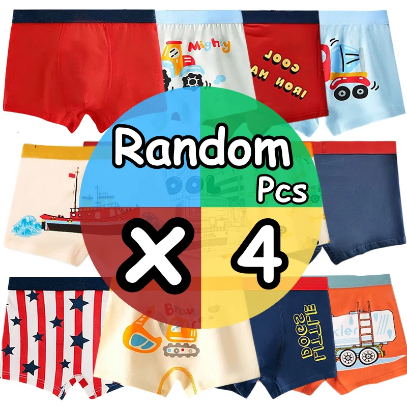 4-Piece Children Underwear Milk Silk Cool Iron Hero Spider Print Pattern Boys Boxers Briefs Soft Breathable Kids Boxer Shorts