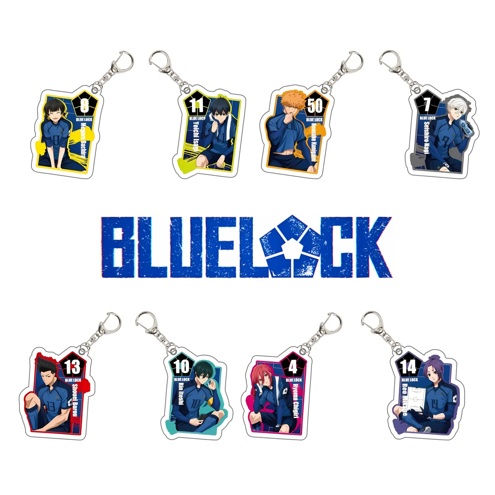 Football Anime Blue Lock Acrylic Keychain 6CM Yoichi Isagi Meguru Bachira Rensuke Kunigami Hyoma Chigiri Bag Pendant Fan Gift