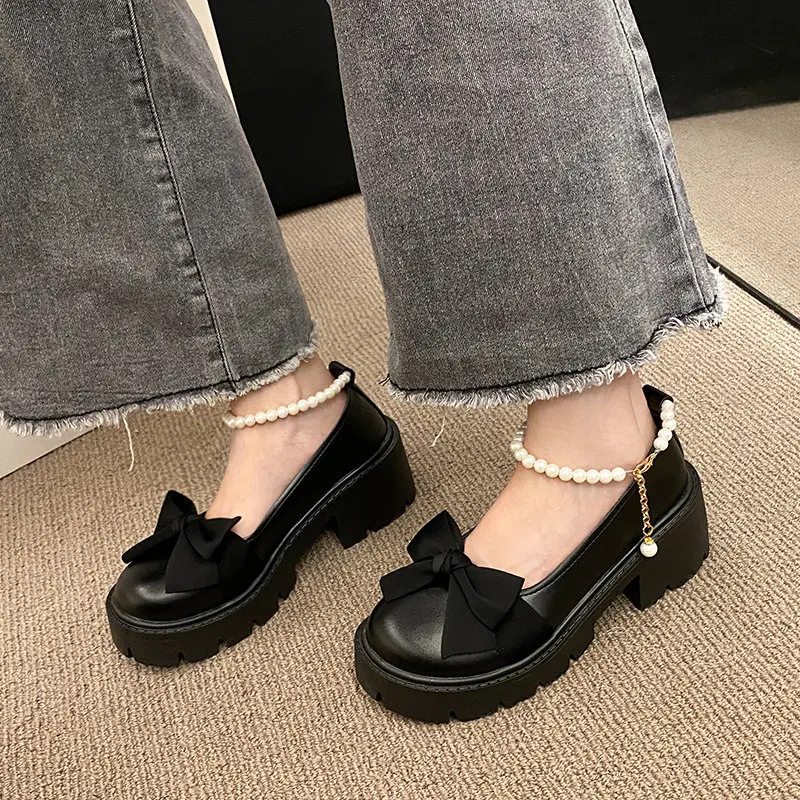 Lolita Shoes Women Japanese Style Mary Jane Shoes Women Vintage Shallow High Heels Chunky Platform Shoes Cosplay Female Sandals