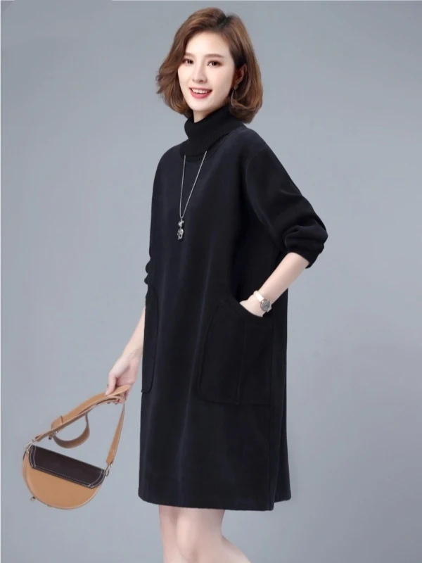 Women's Loose Fit High Collar Fce Lined Pure Cotton Sweatirt Dr Autumn Winter Thermal Comfortable Dr Commute Sle