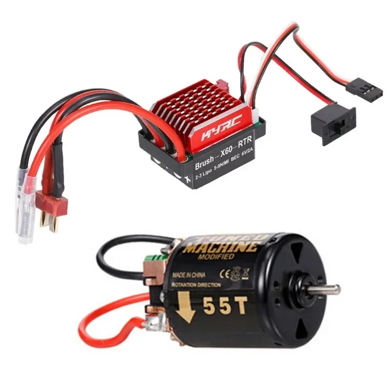 

60A Brushed ESC + 540 Brush Motor 35T 45T 55T for 1/10 RC Car TRX TRX4 TRX6 D90 HSP Redcat 4WD Truck Monster Crawler