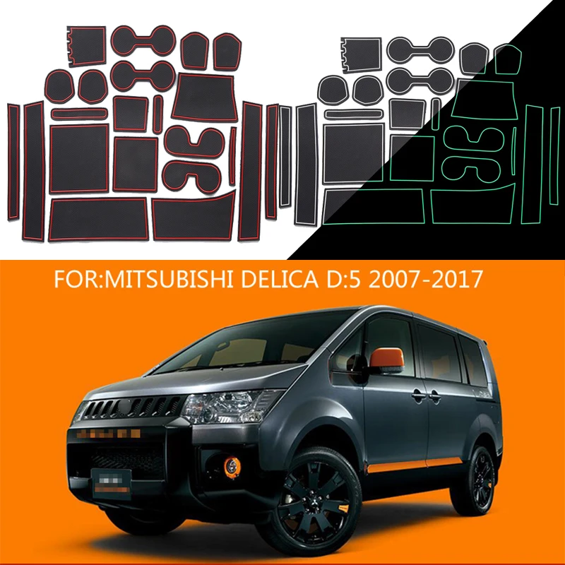 Car Door Groove Mat For Mitsubishi DELICA D:5 07-17 Door Slot Gasket Water Cup Gasket Interior Storage Compartment Anti-Skid Pad