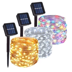 Impermeável LED Solar Light String, Fairy Lamp, Guirlanda, ao ar livre, Camping, Jardim, Festa, Terraço, Decoração do pátio, 7 m, 32m