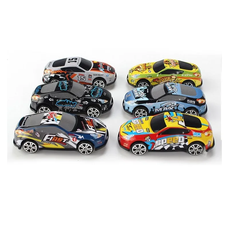 6Pcs Racing Car Model Toy Alloy Iron Shell Taxi Model Inertia Sliding Rail Car Mini Small Gift Toys For Children Boys