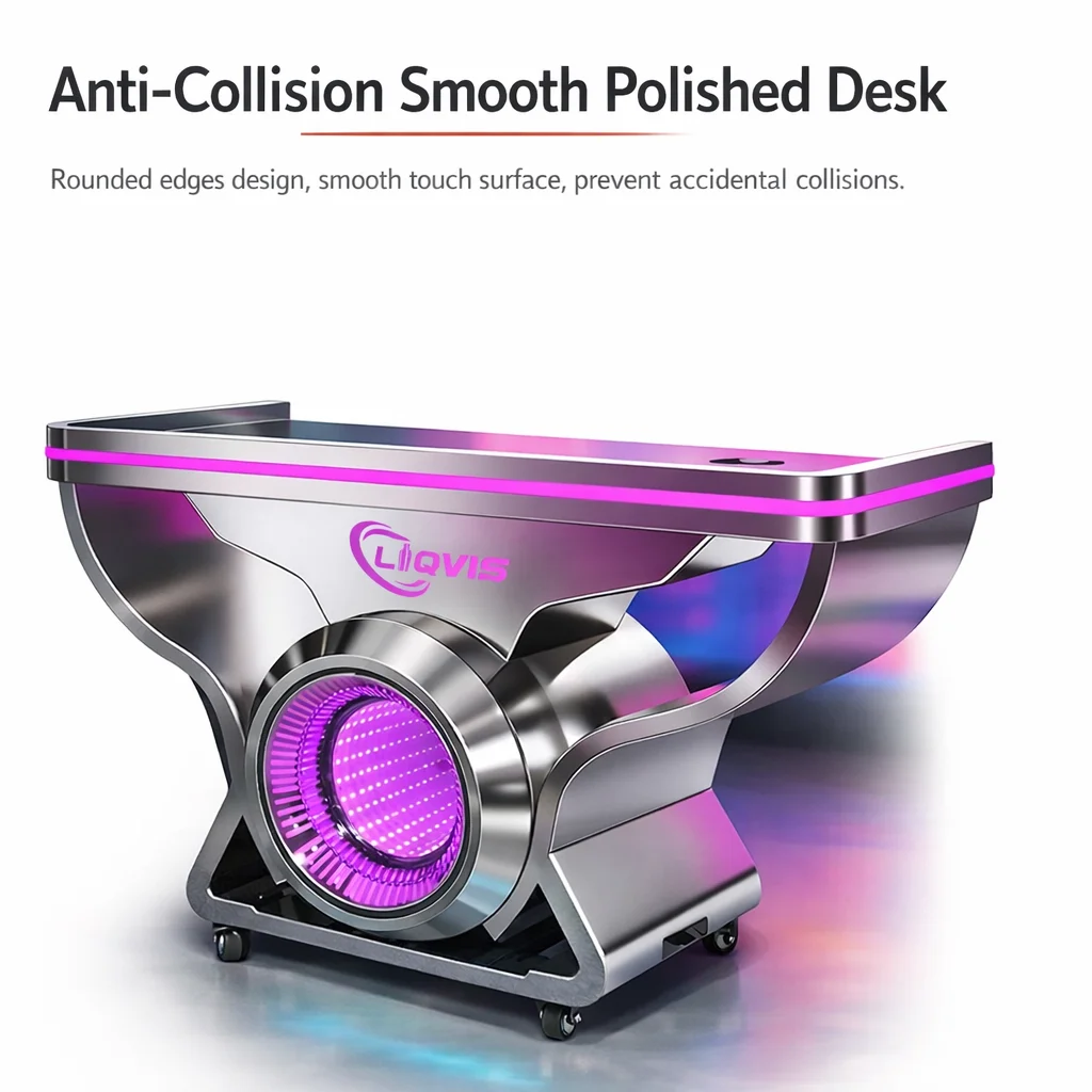 LiqVis Custom Logo DJ Table Portable Stainless Steel LED Mirror Modern Luxury Booth for Wedding Celebration Lounge Show Party view 2