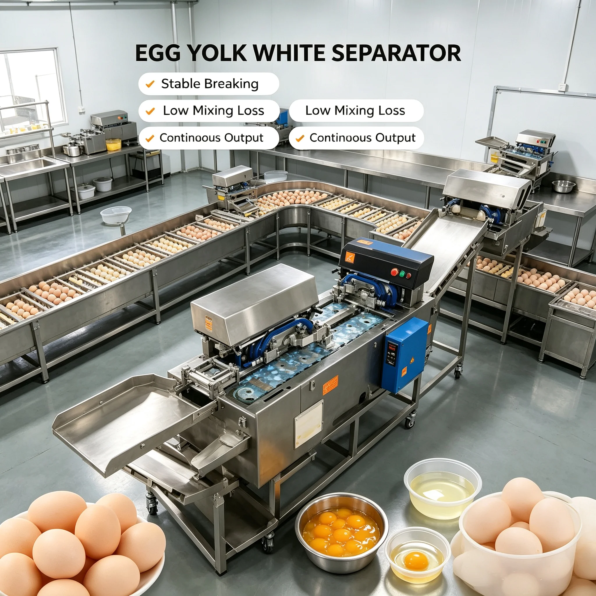 Egg Breaking Separator Machine Food Grade Stainless Steel For Egg Powder Production Customized