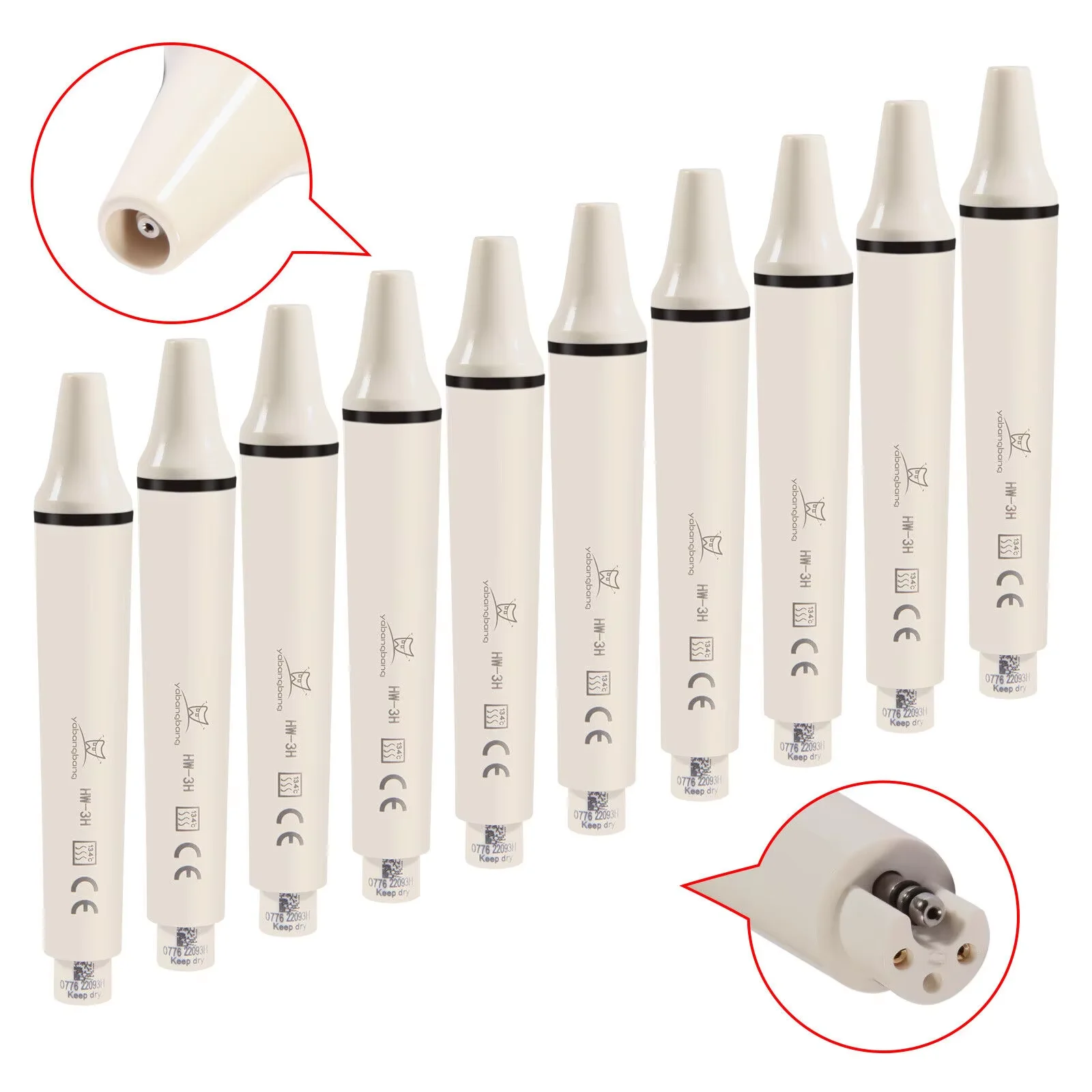 

1-10PCS Dental Piezo Ultrasonic Scaler Handpiece For EMS Woodpecker Cavitron Tip 135℃