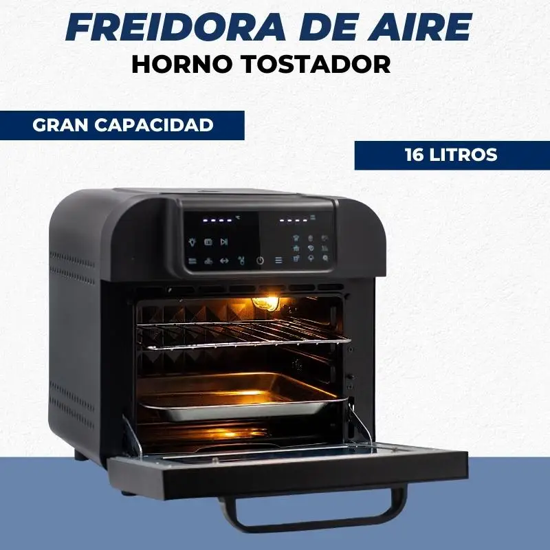 OstarkDom multifunctional touchscreen tabletop oven, Air Fryer, toaster, 1500W roaster, 16 litres capacity, 230 ° adjustable, timer up to 2 hours, 9 recipes available, accessories included