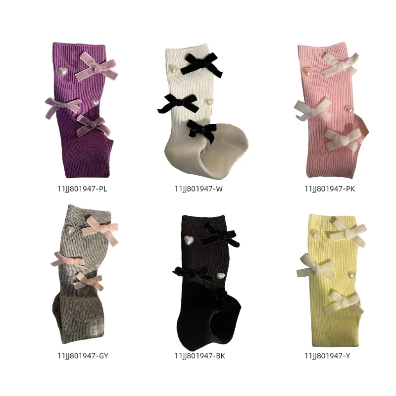 Girls Socks Ballets Boot Socks Bows Socks Over Calf Socks Ankle Socks