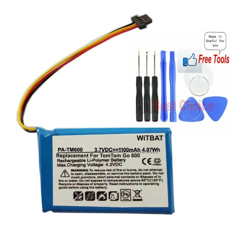 Rechargeable 6027A 0090721   1100mAh Battery for TomTom GO 600 Portable Vehicle GPS