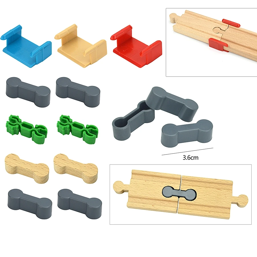 Vías féricas de madera para niños, accesorios de cabeza de conexión, fijador, soporte de vías de tren, compatible con Brio, pista de madera, juguetes educativos creativos