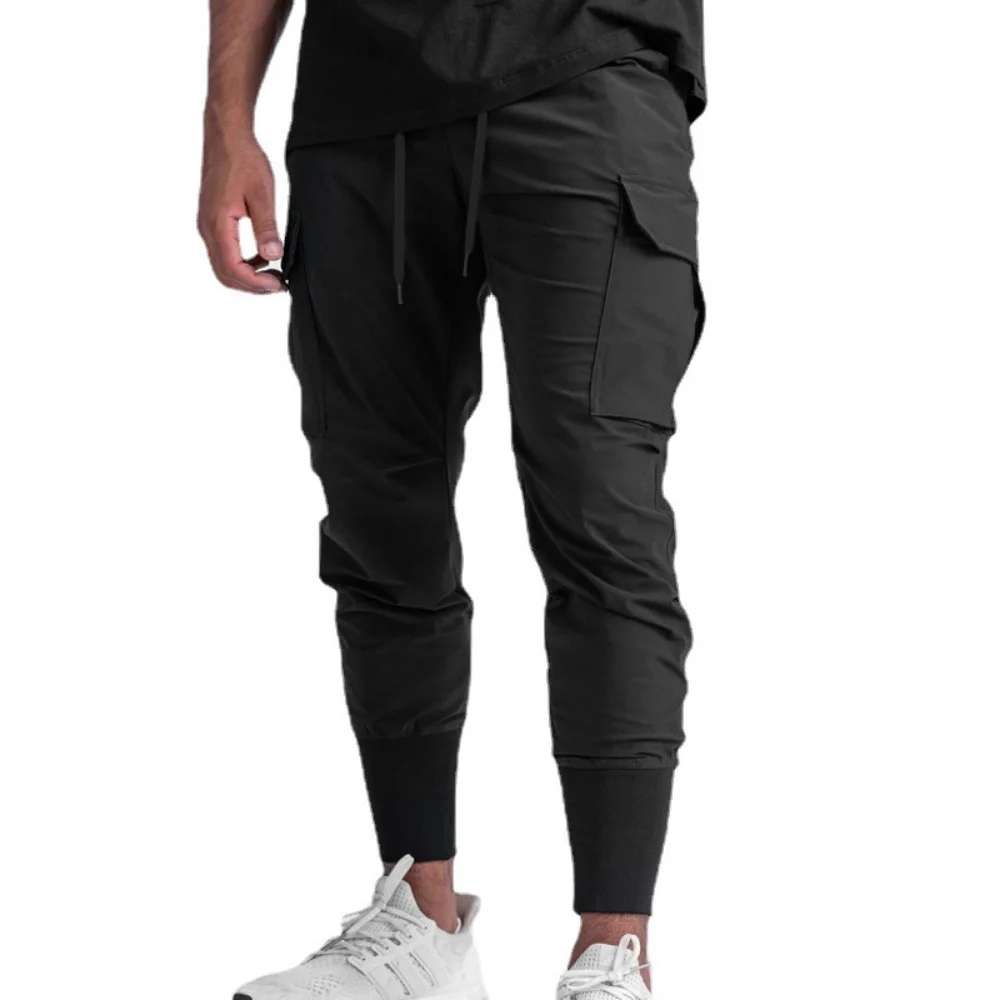 Pantalon d'entraînement mince multi-poches pour homme, pantalon de course sur glace, pantalon de fitness