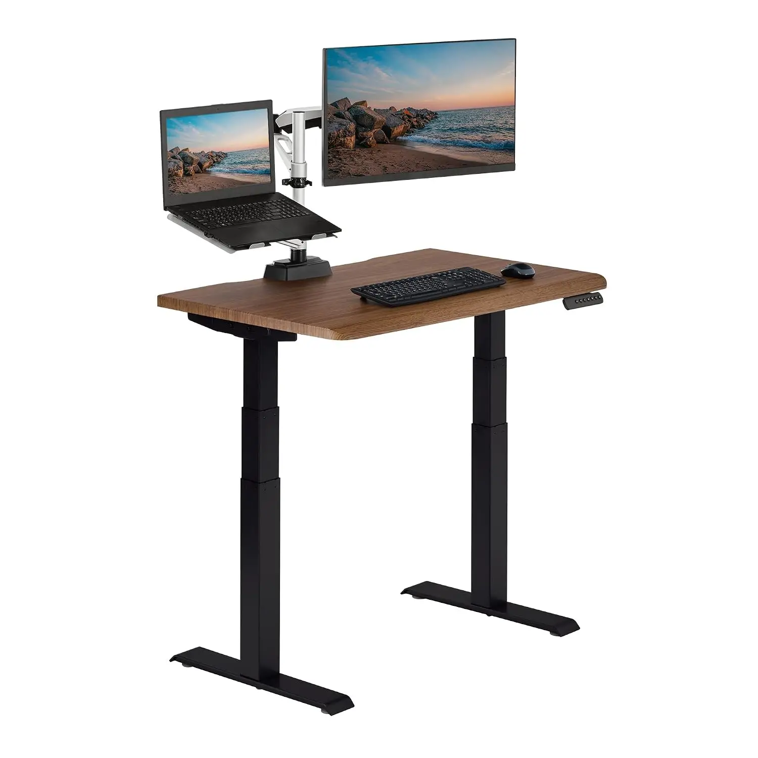 Electric Standing Desk Height Adjustable Sit Stand 40x26 Inch Walnut Black Frame, Customized