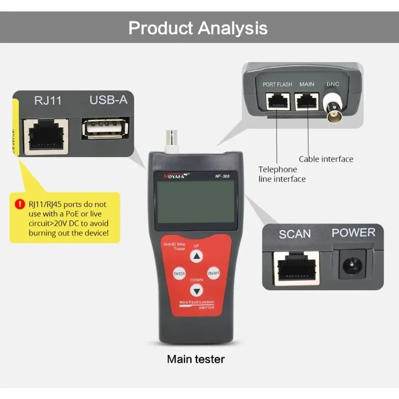 

Network Cable Testers NF-300 Cable Tracker Detector Wire Tracker LAN Tester Professional Network Cable Tester Poe Network Tools
